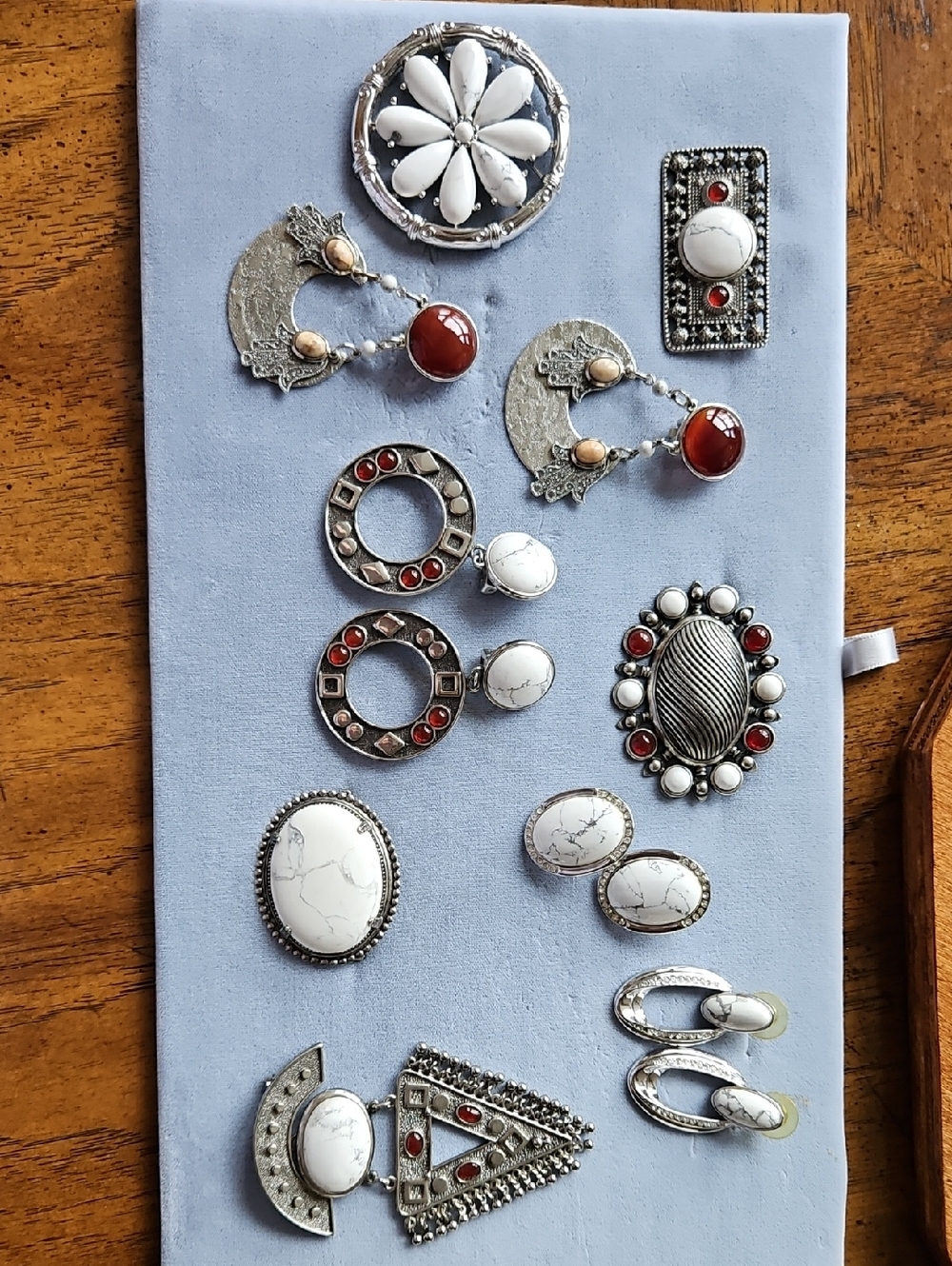 White and Red Bohemian Stone Statement- Semi Precious Stones..never Worn..